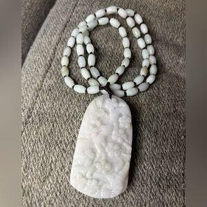 Jade Beaded Necklace with Carved Pendant